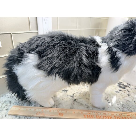 Vtg Hansa Realistic Black White Cat Standing Life Size Soft Fuzzy Plush 4221 Nos - Picture 5 of 10